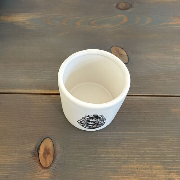 Pinecone Flowerpot Extra Small Ceramic Decoration White with Black Succulent Pot - Picture 8 of 8